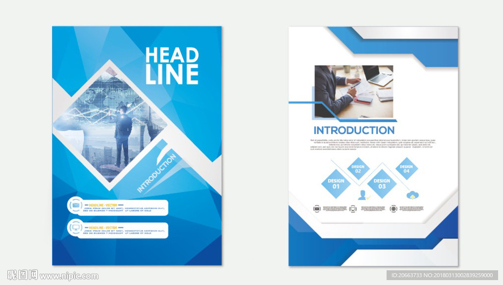 蓝色商务大气简洁单页