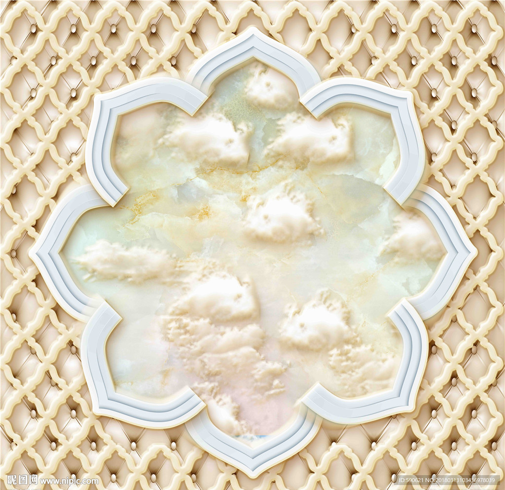 欧式花纹玉雕背景墙壁画