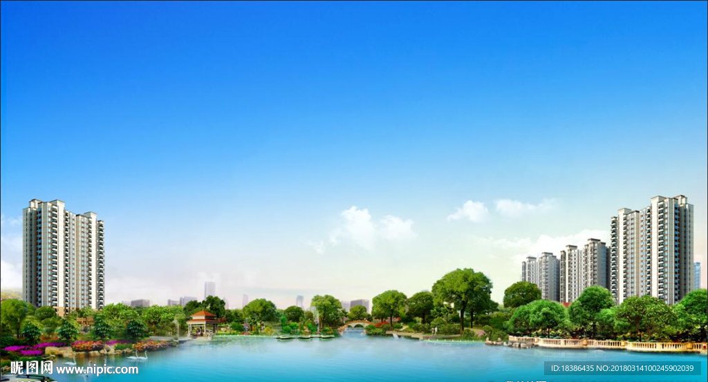 地产 湖景 园林 主画面 主图