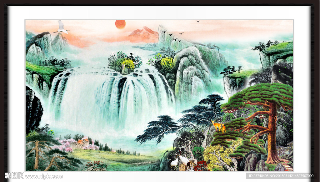 国画迎客松