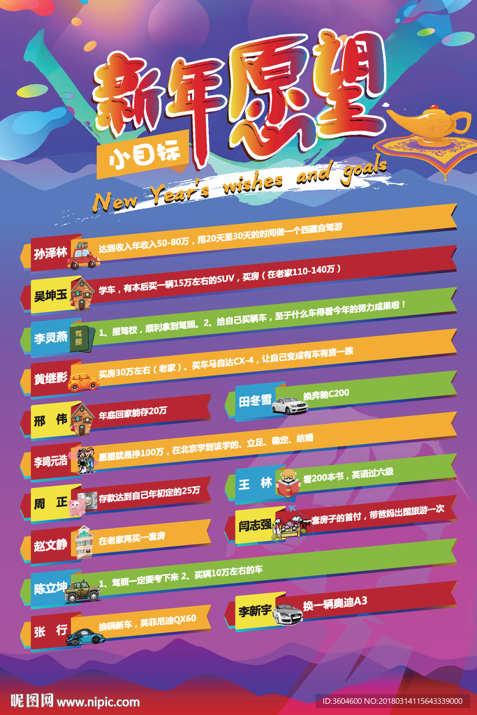 新年愿望海报模版