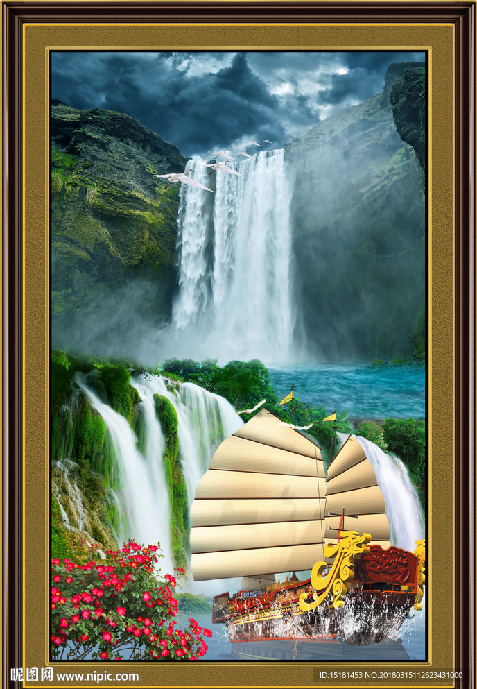 山水风景一帆风顺