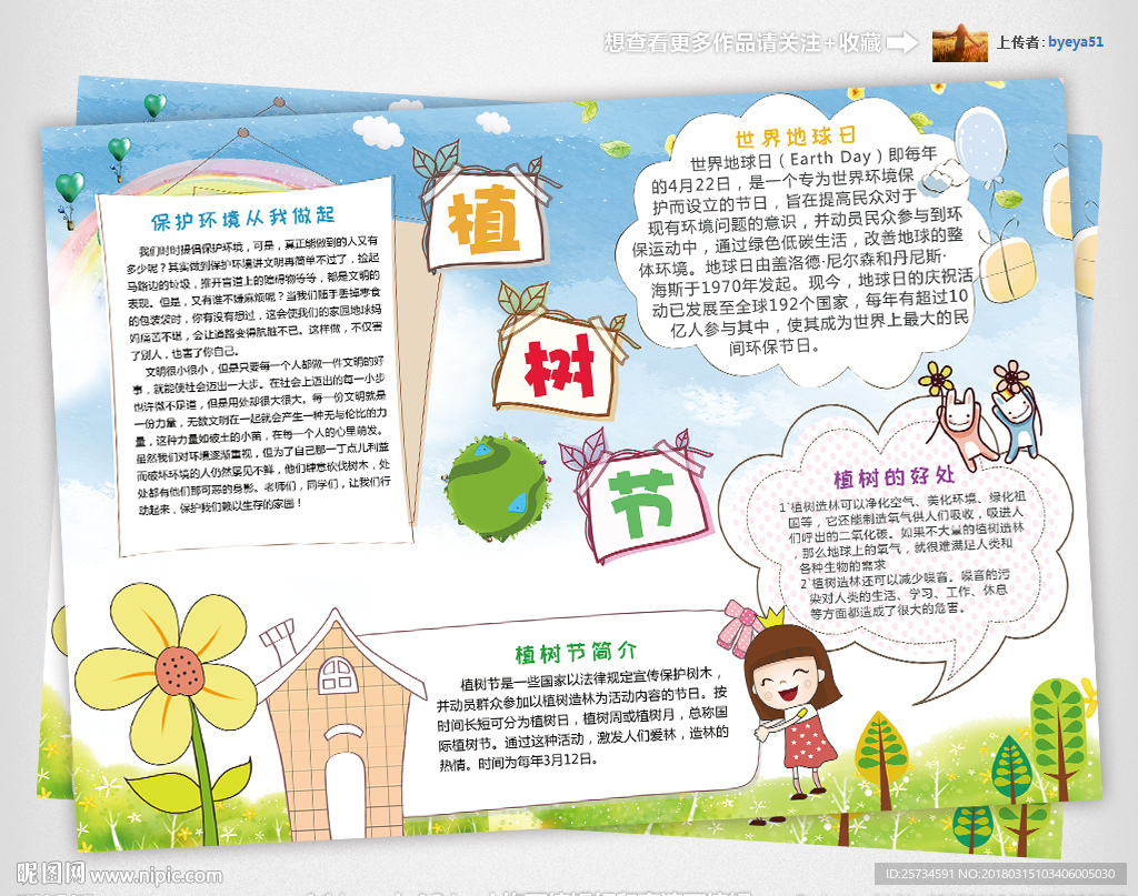 植树节小报绿色环保手抄报