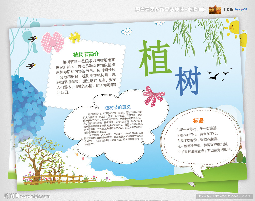 植树节小报绿色环保手抄报爱护环