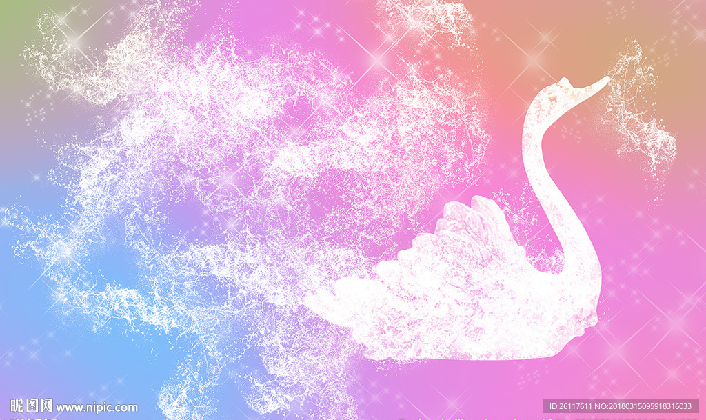 梦幻曲线水纹天鹅星光电视背景墙