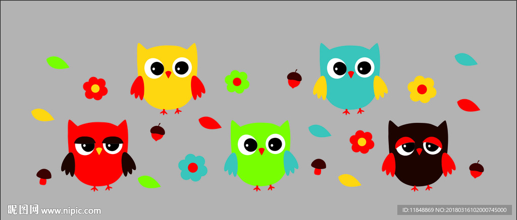 卡通动物猫头鹰