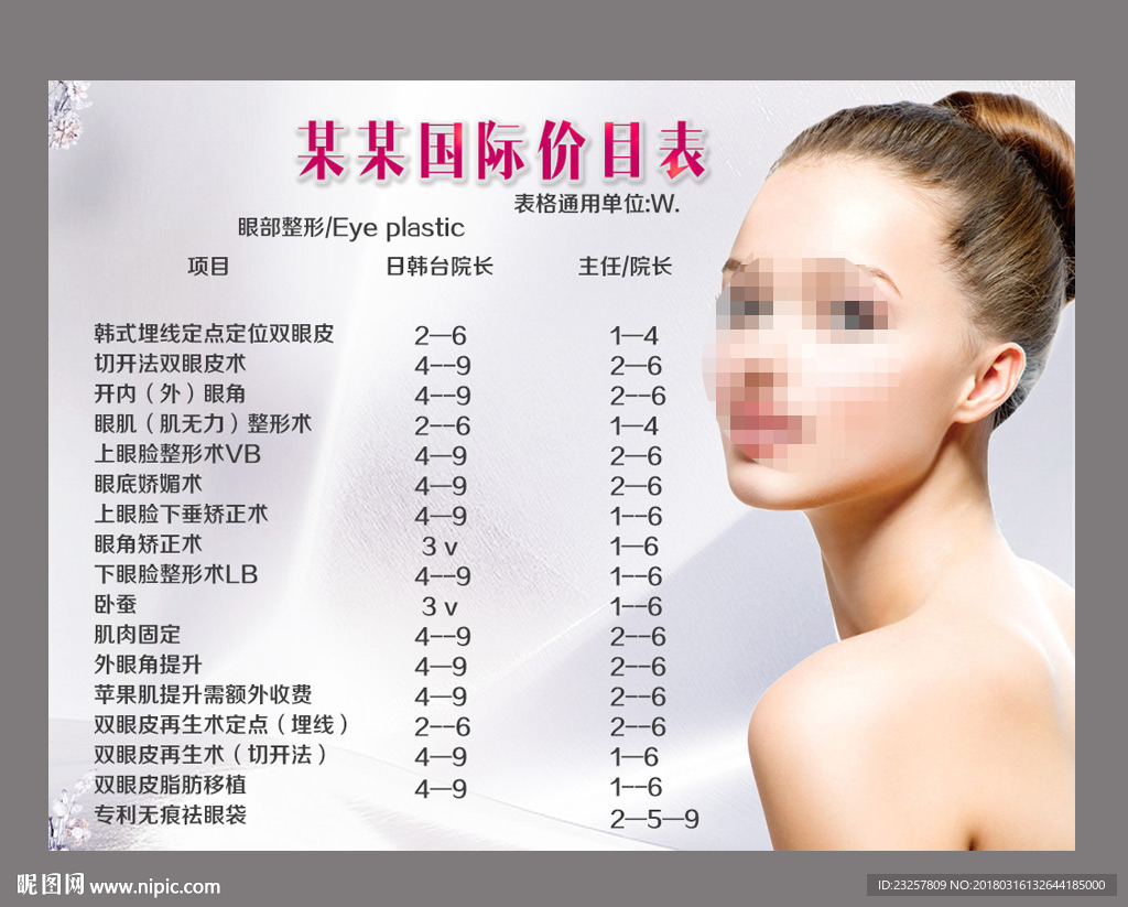 皮肤管理价格表海报