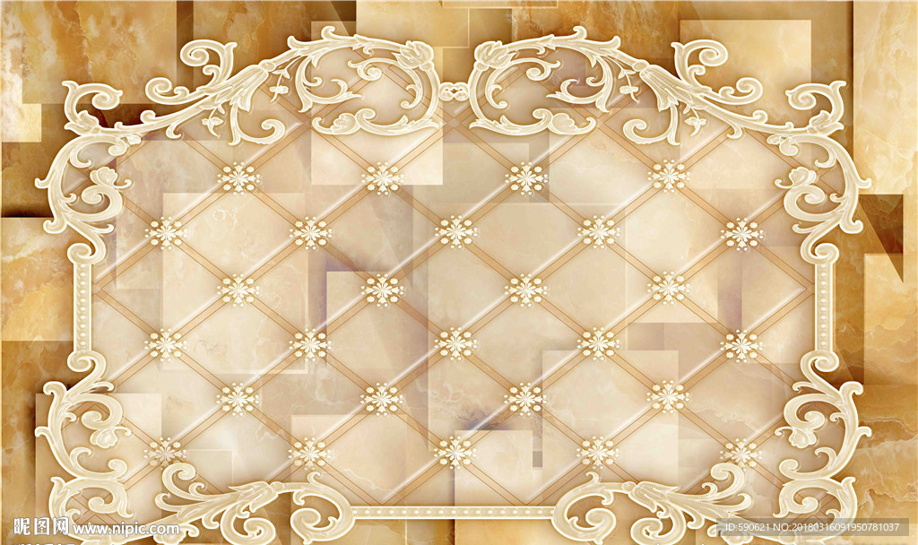 欧式花纹玉雕背景墙