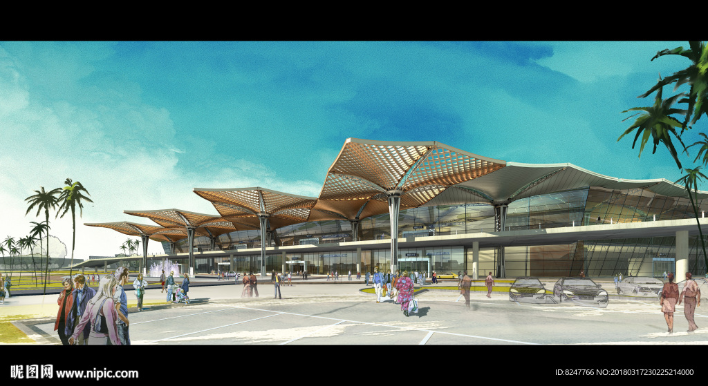 游泳馆建筑效果图