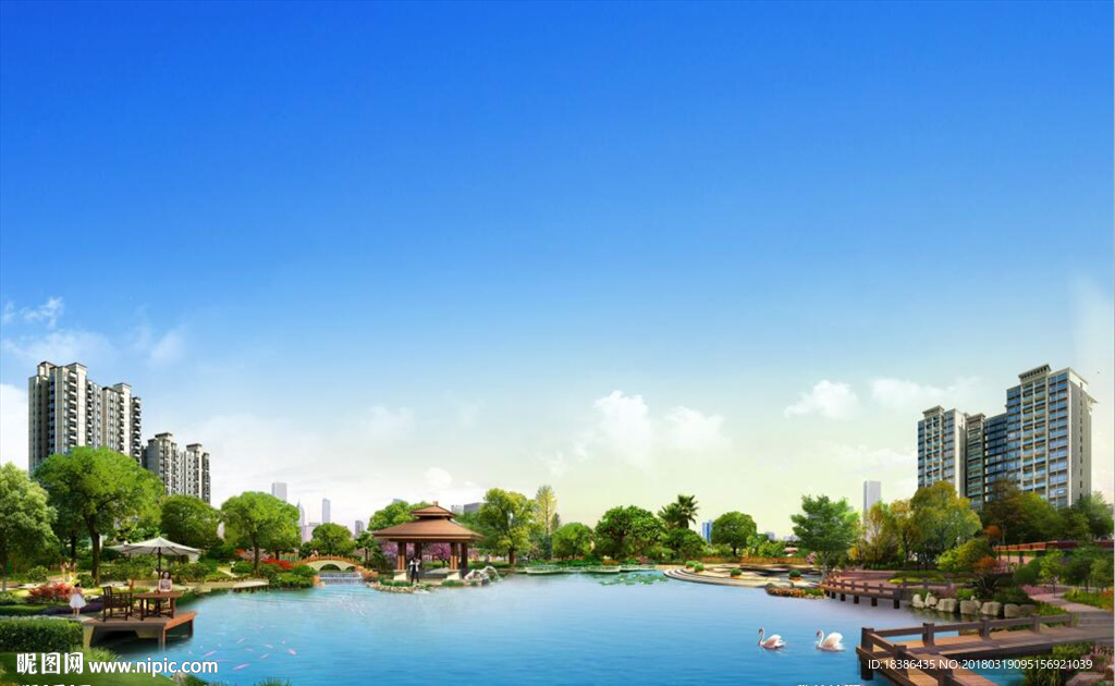 地产 湖景 园林 主画面 主图