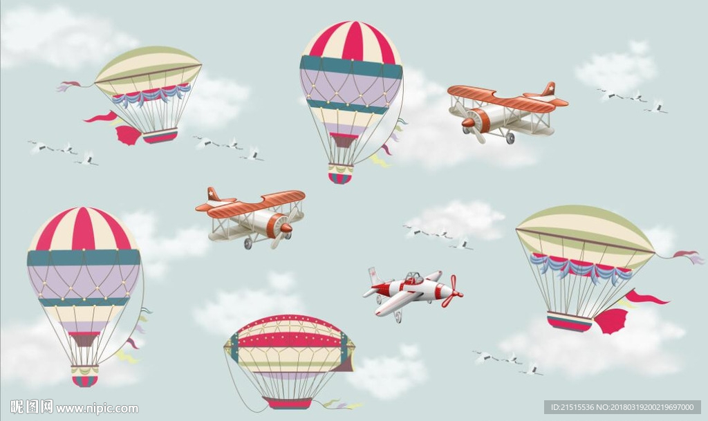 热气球飞机图
