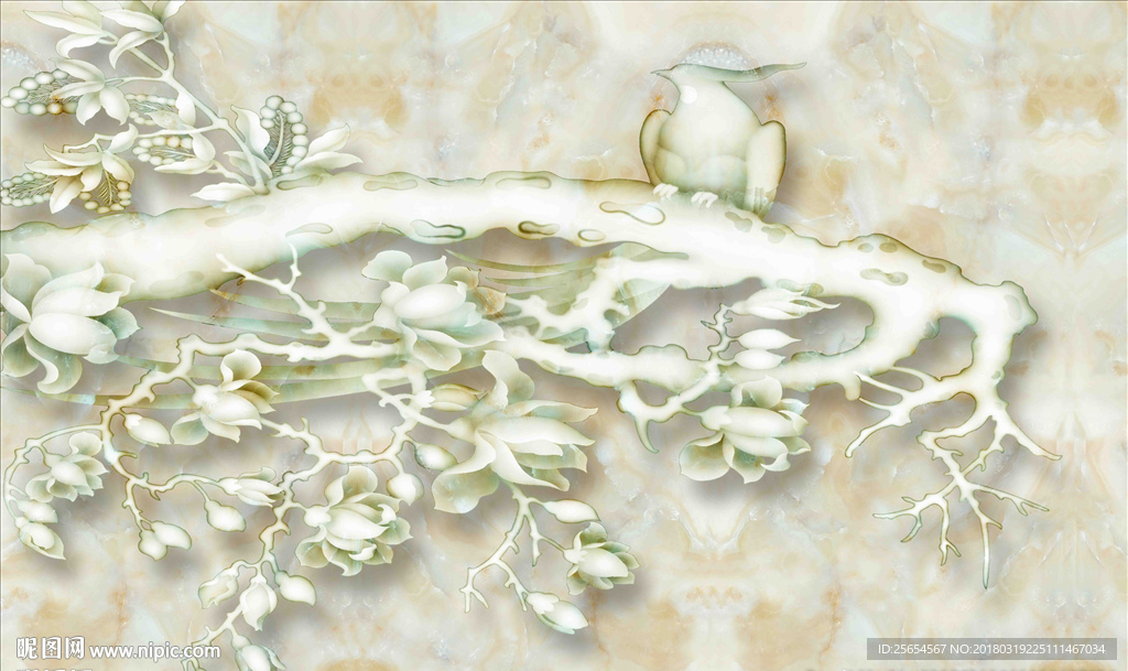 花鸟大理石瓷砖背景