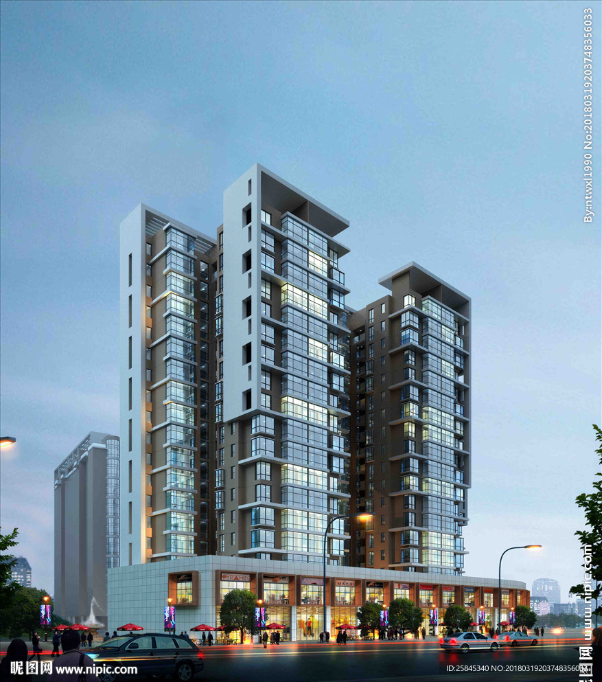 夜景建筑效果图