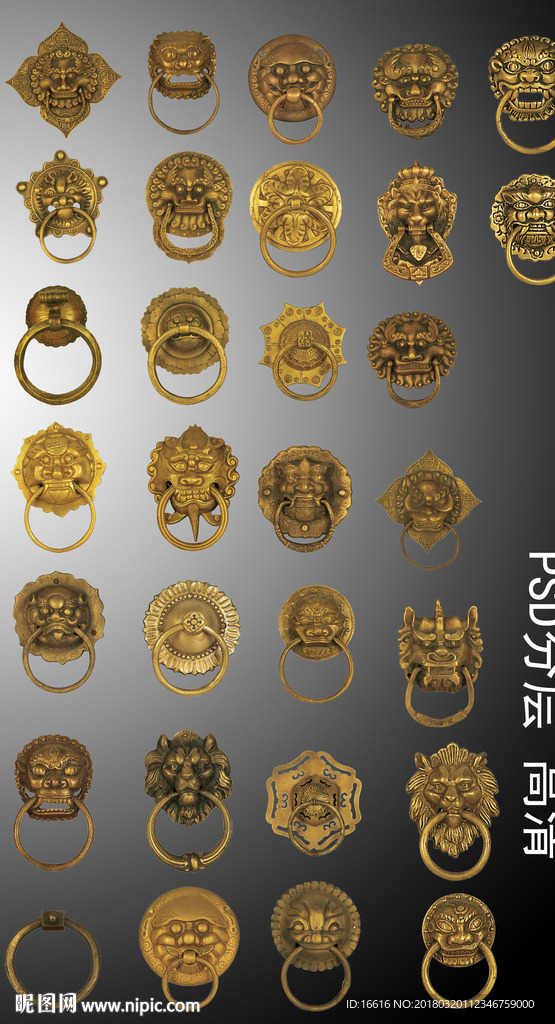 古代门扣仿古门铜扣素材