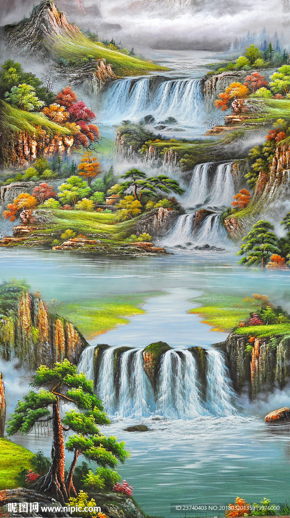 山水油画玄关