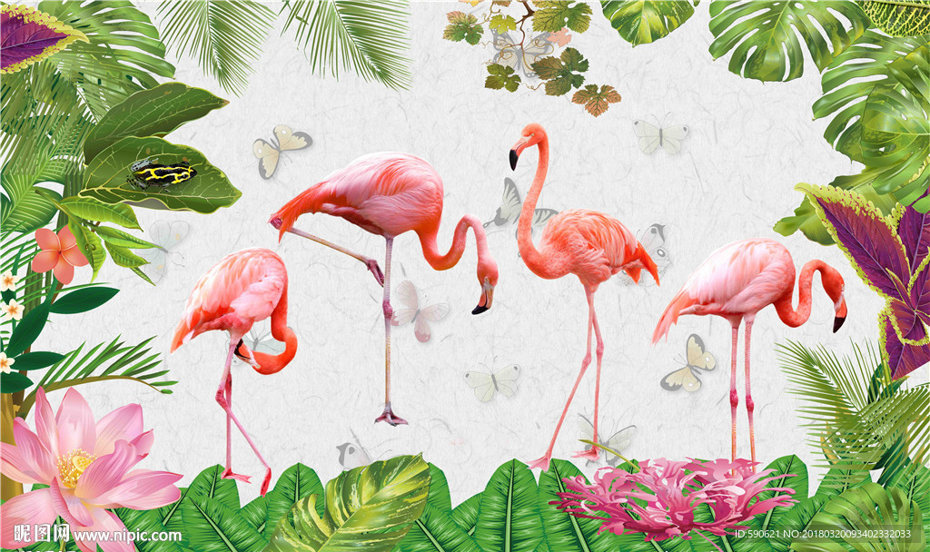 热带丛林背景墙