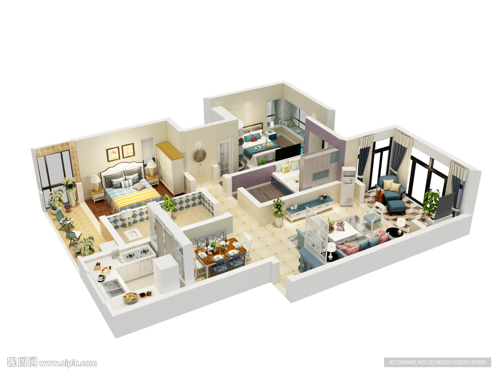 地中海风格装修户型效果图