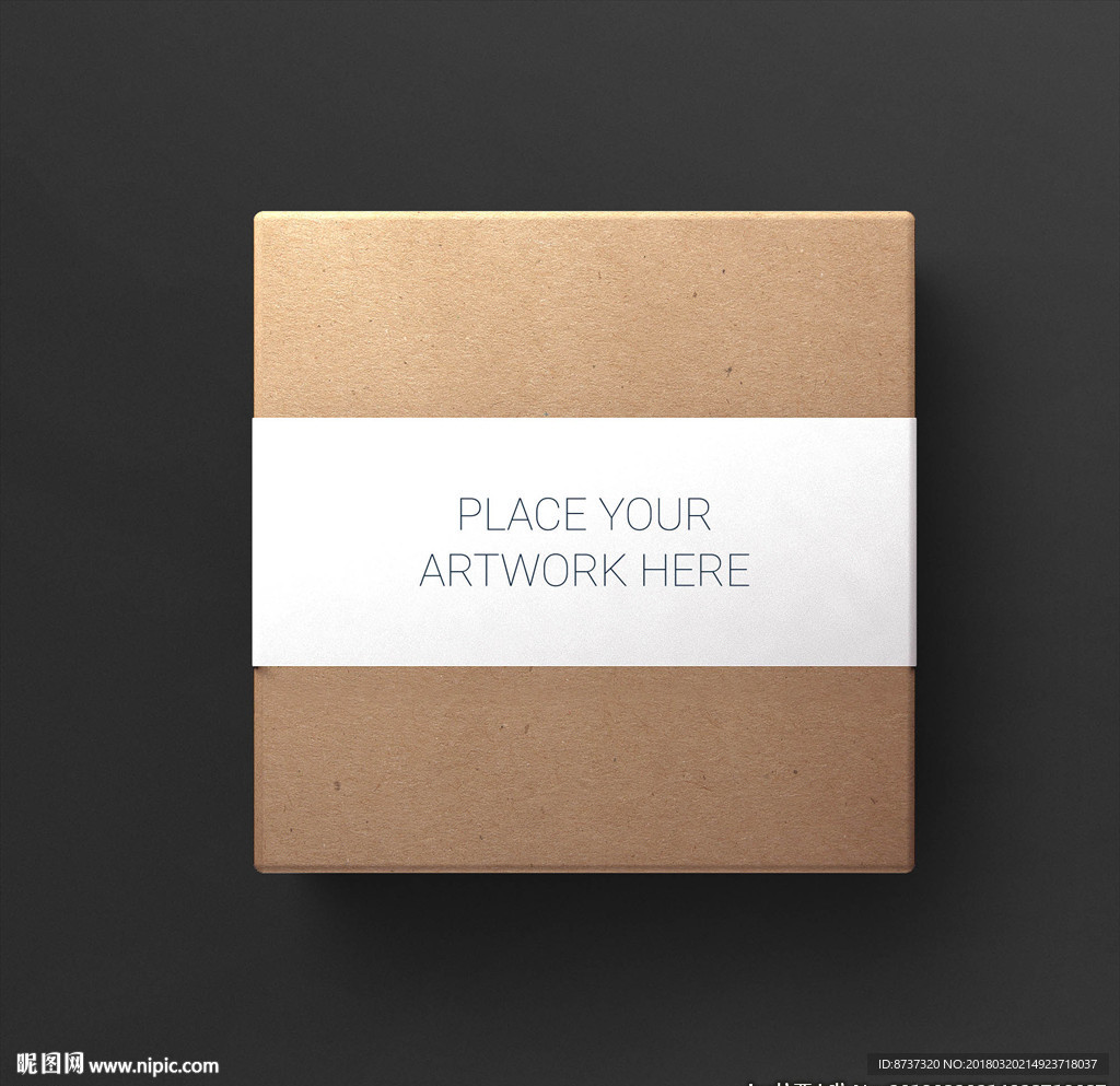 牛皮纸包装盒腰线样机贴图