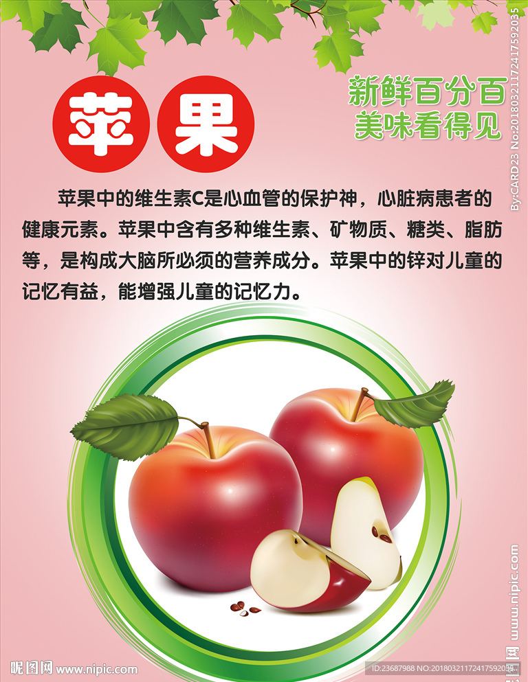 新鲜苹果营养价值说明海报