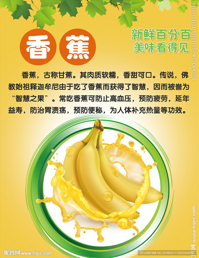 新鲜香蕉营养价值说明海报
