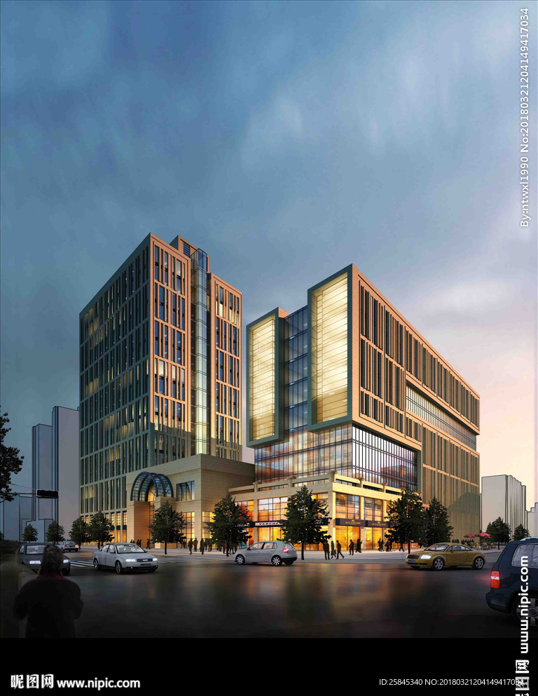 黄昏建筑效果图