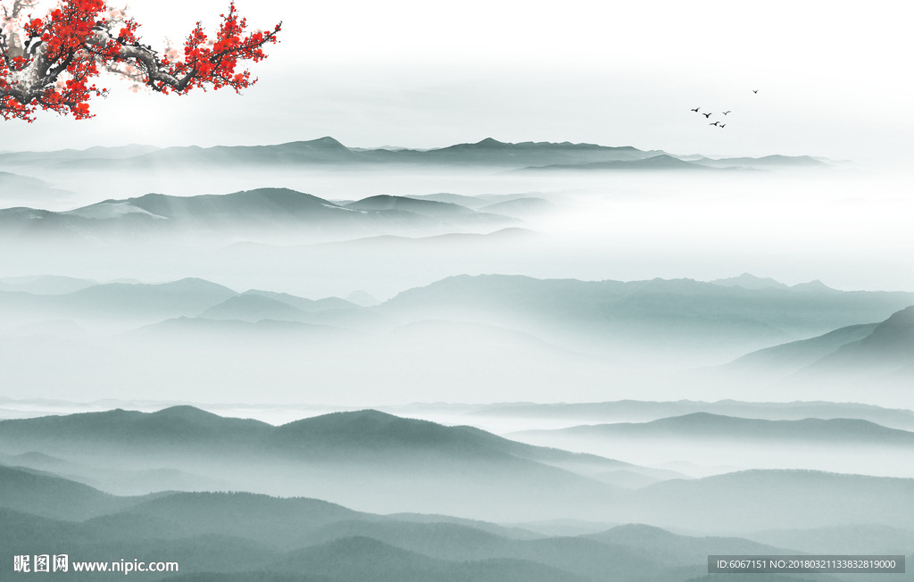 新中式水墨电视背景墙