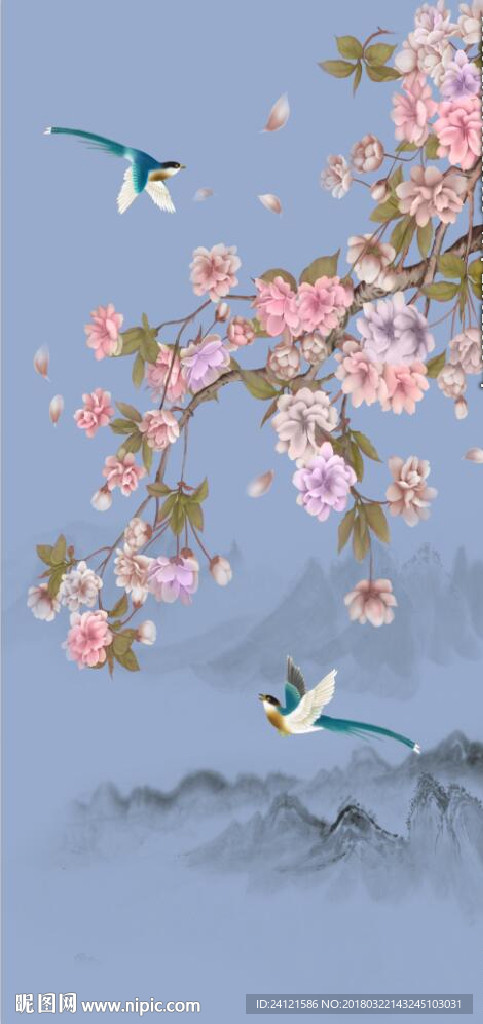 手绘新中式花鸟