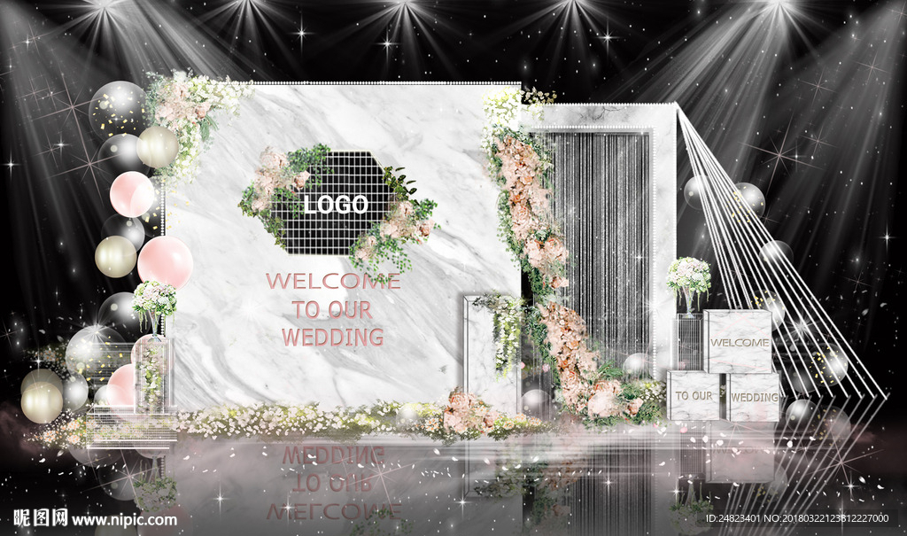 ins风粉灰大理石婚礼