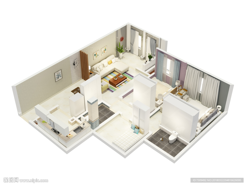 田园风格装修户型效果图