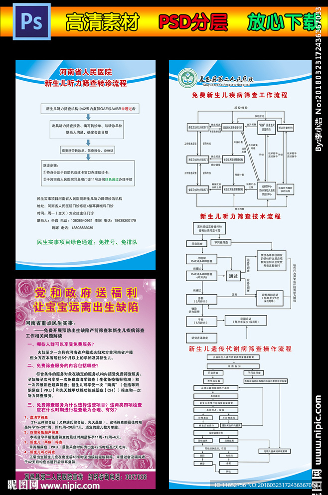 新生儿筛查流程展板