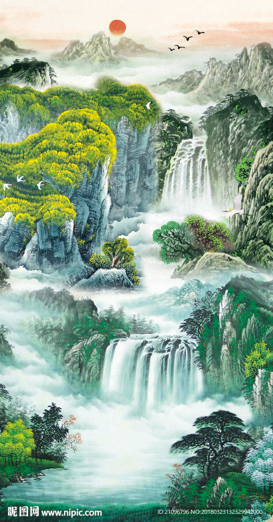 山水国画玄关