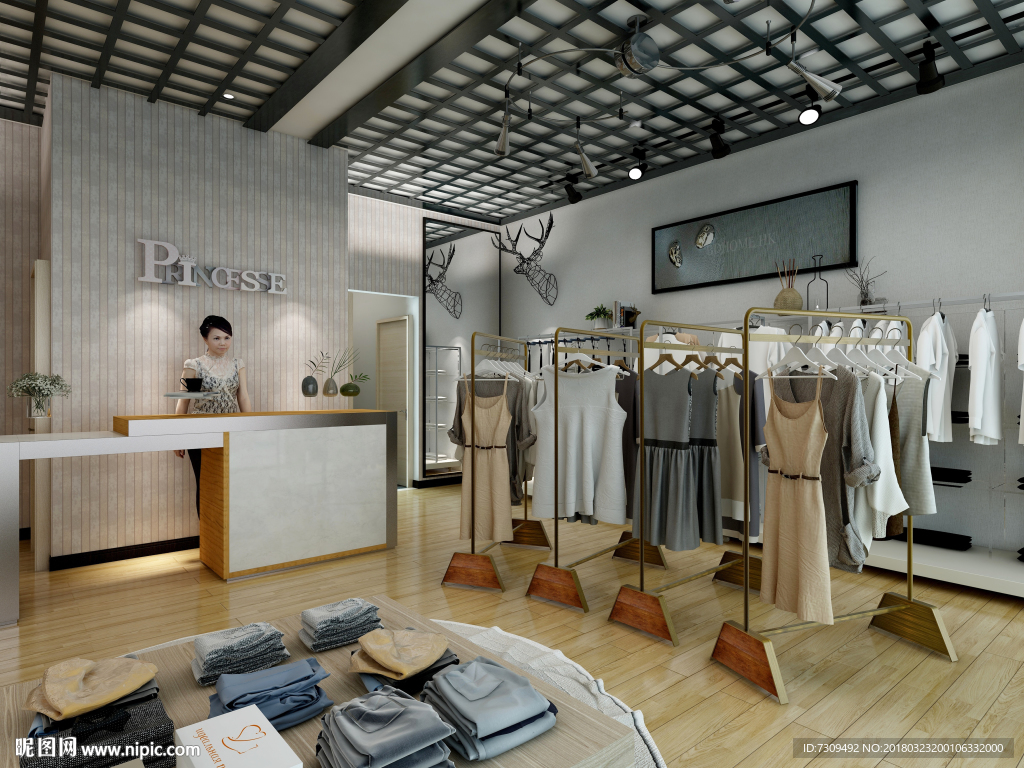 工业风服装店装修效果图