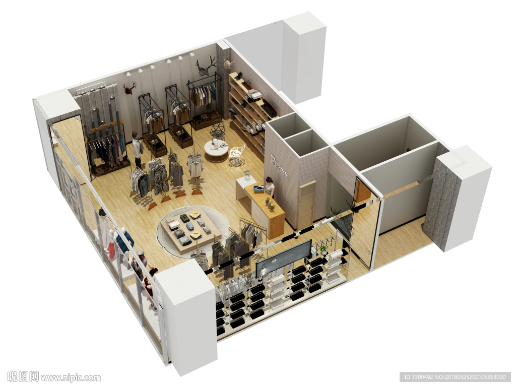 工业风服装店装修效果图