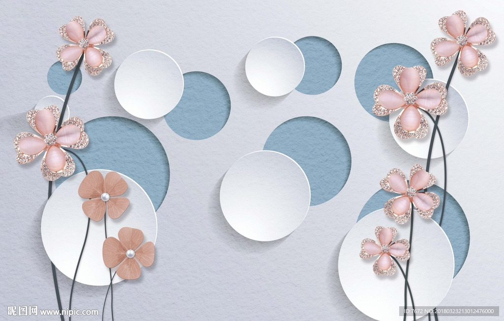 欧式梦幻红色圈圈珠宝背景墙