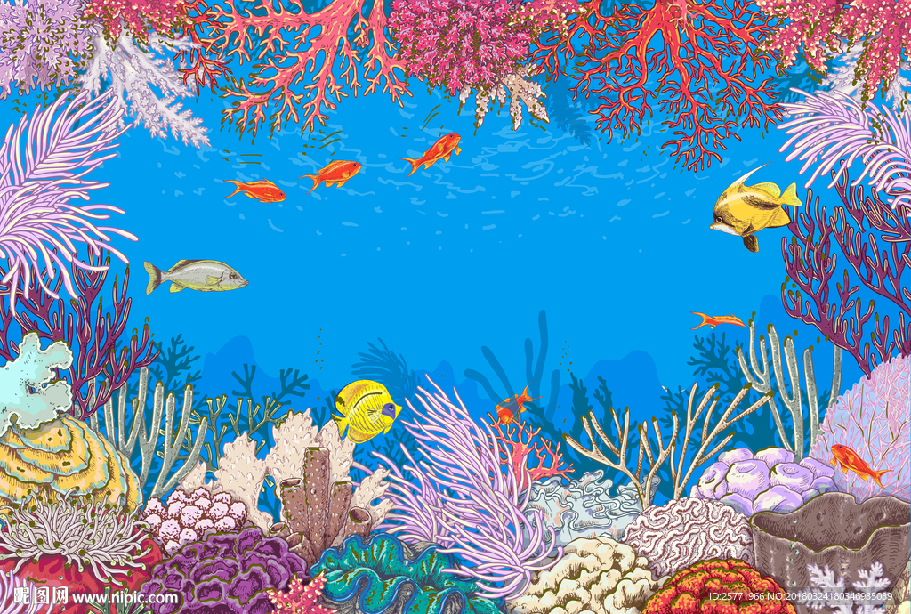 大型卡通儿童海底世界壁画