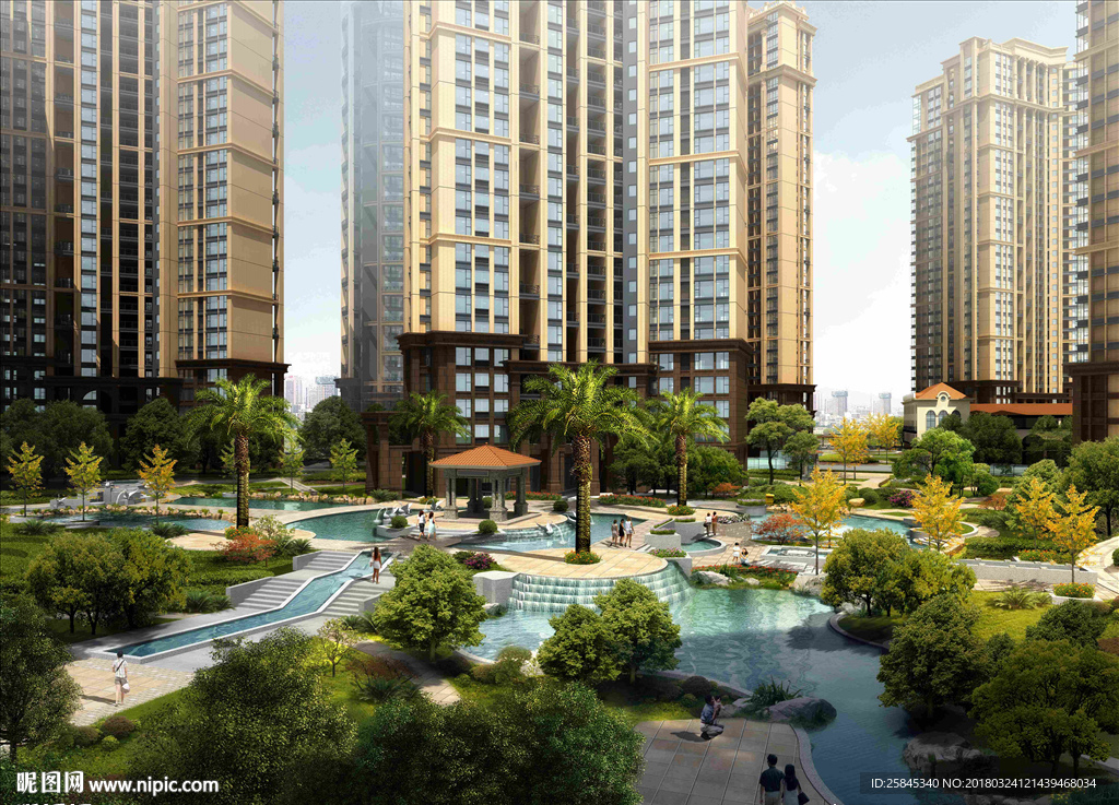 中庭河道景观图