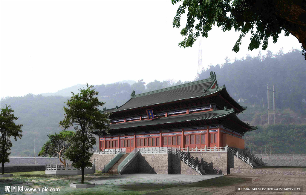 寺庙台阶建筑图