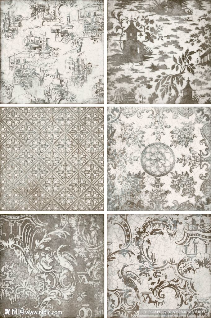 欧式复古花片瓷砖