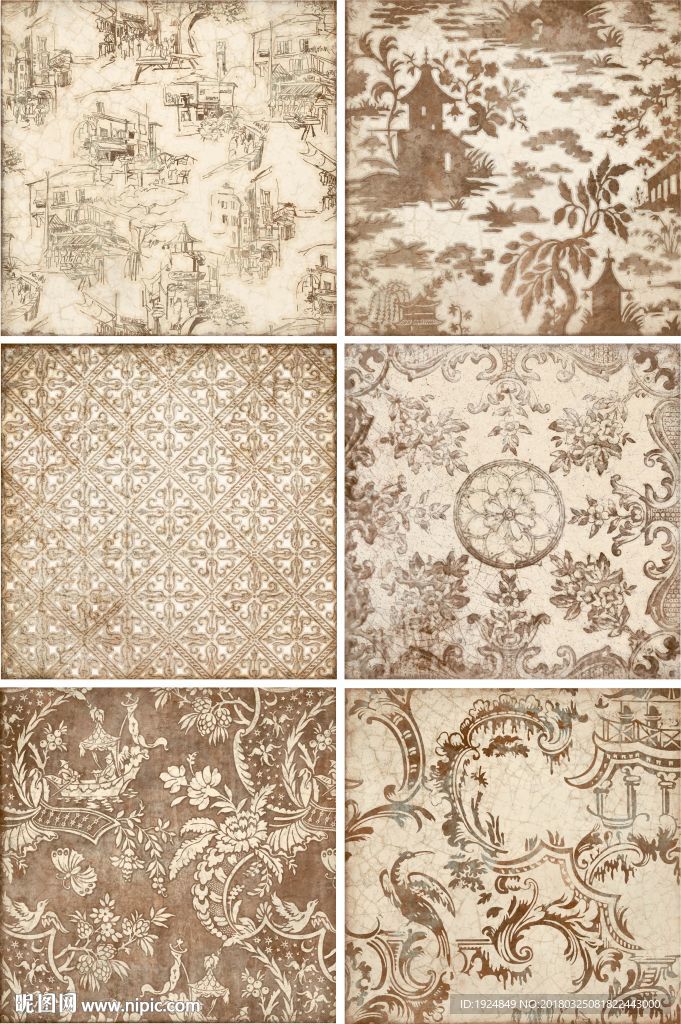 欧式复古花片瓷砖