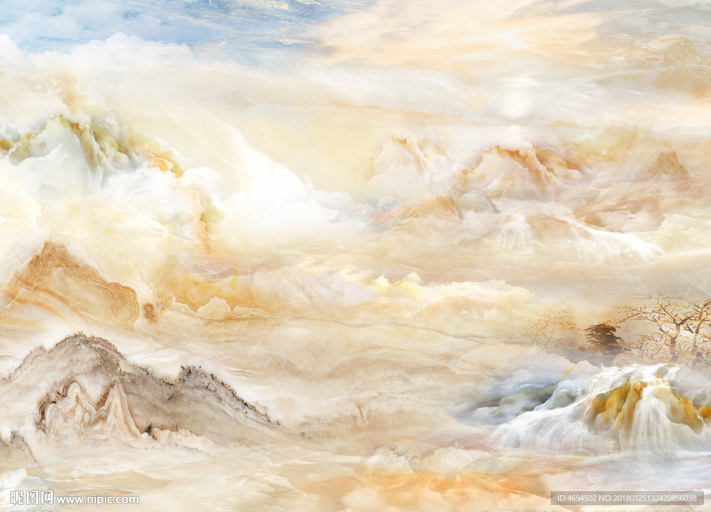 大理石纹山水