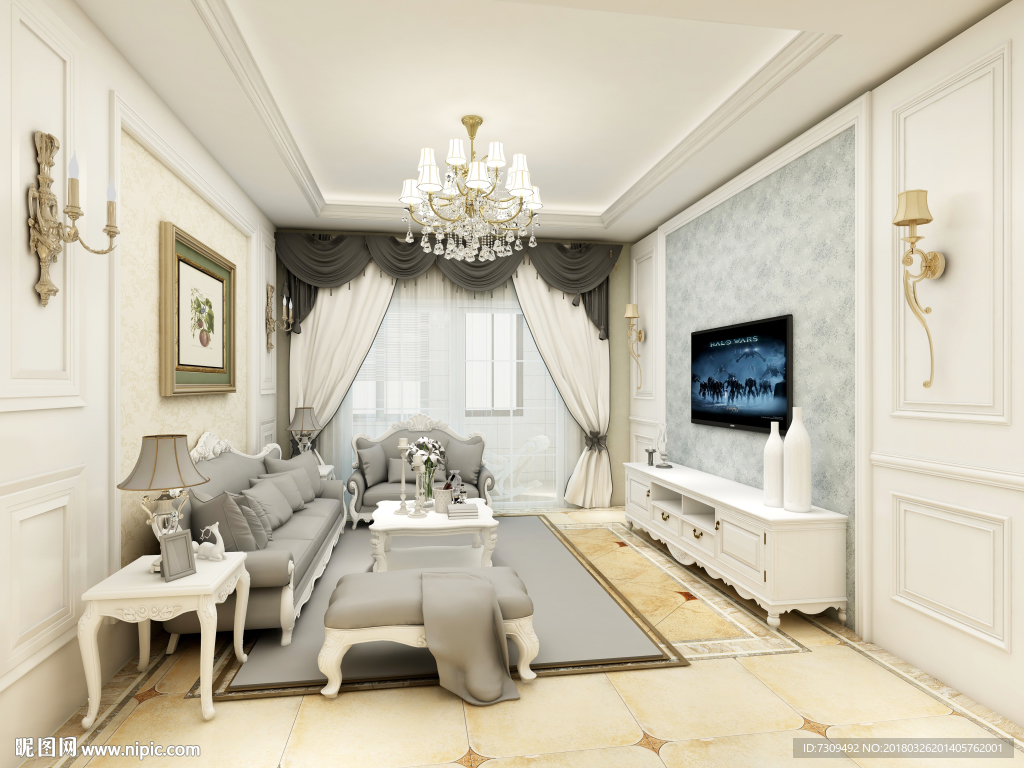 简欧风格室内客厅装修效果图