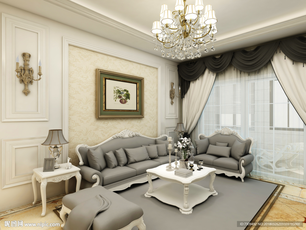 简欧客厅装修效果图