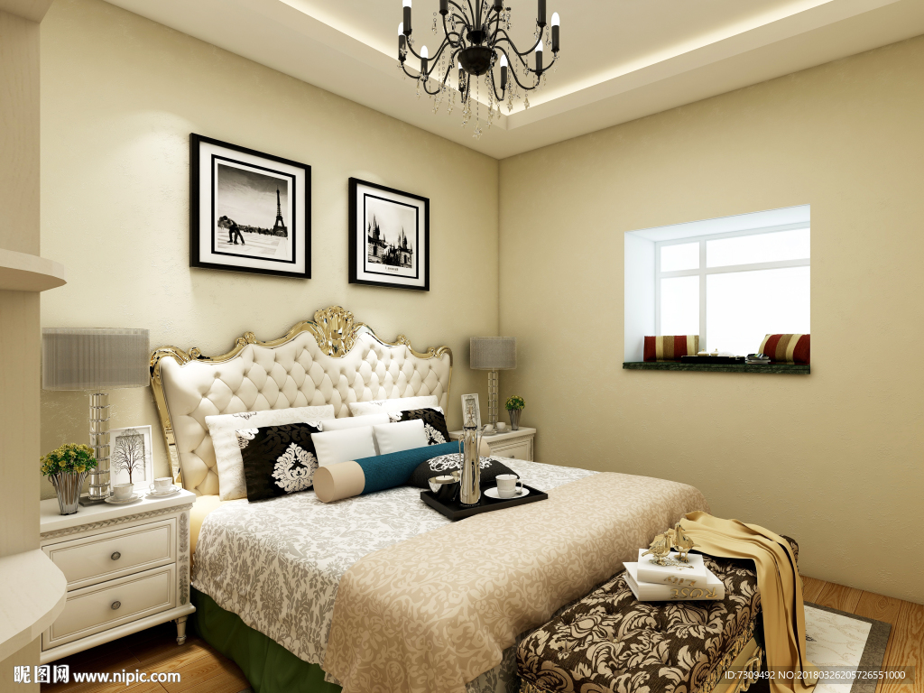 简欧室内卧室装修效果图