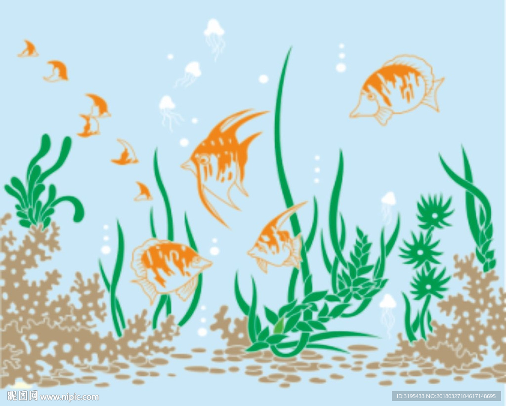 硅藻泥图案  海底世界  鱼