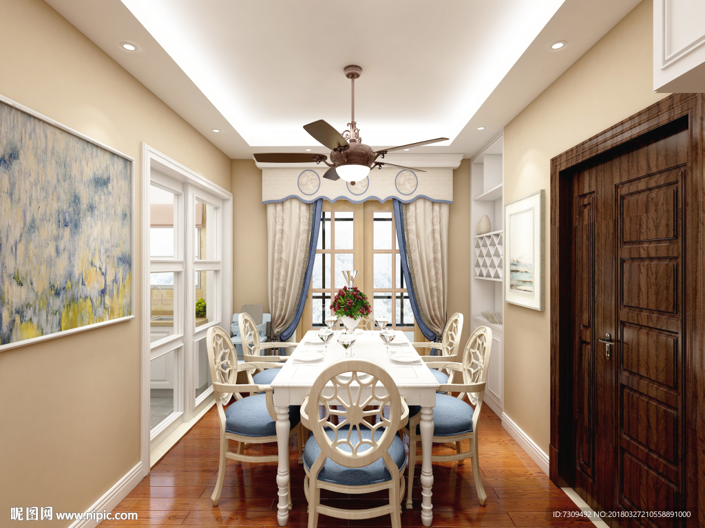 田园风格室内客餐厅装修效果图