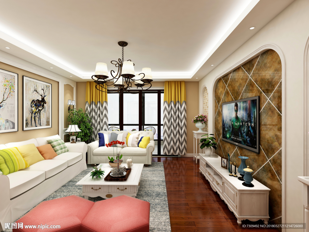 田园风格客厅装修效果图