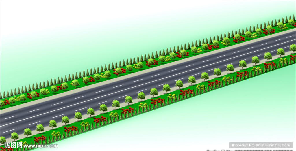 道路绿化效果图