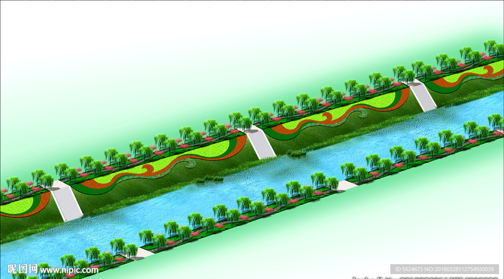 河道绿化效果图