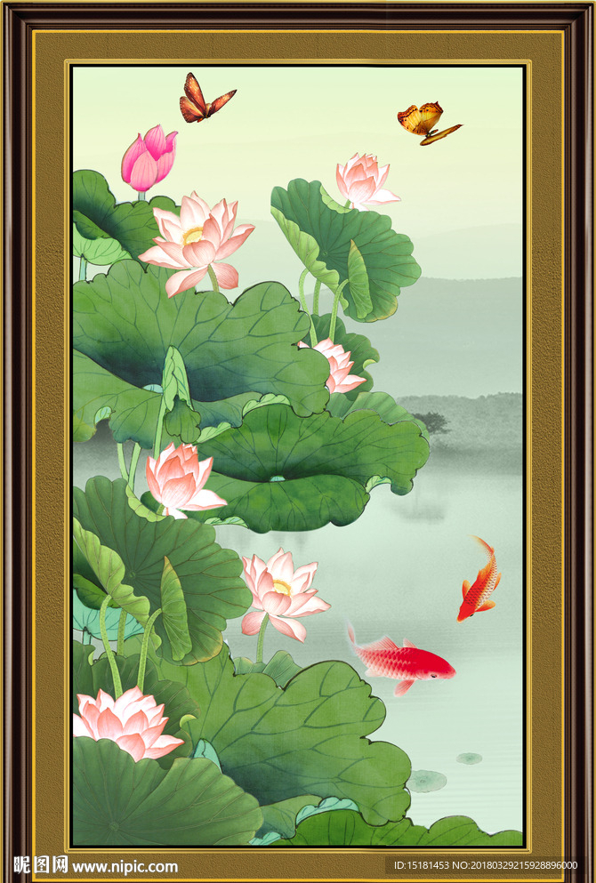 荷花鲤鱼图