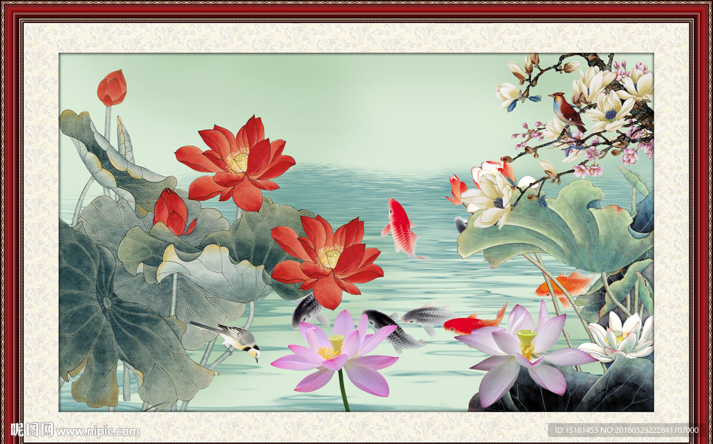 荷花鲤鱼图